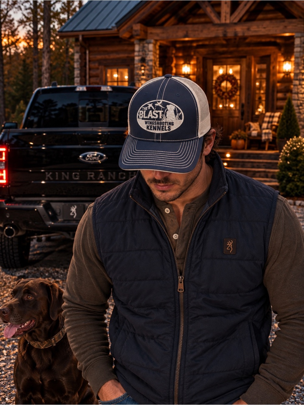 The Blast Wingshooting Kennels Navy FlexFit Hat